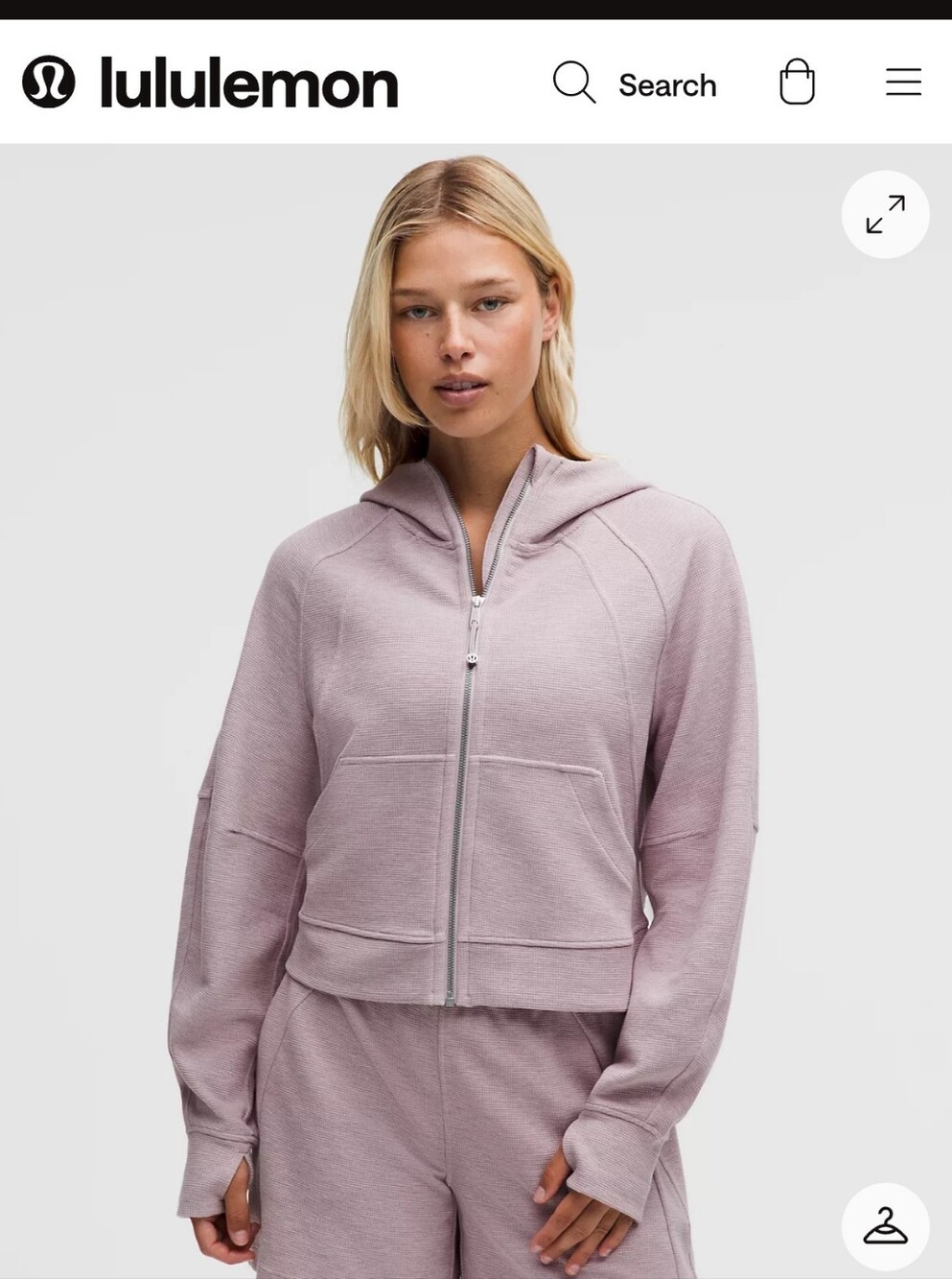 Lululemon Waffle Cropped Scuba In Mink Pink